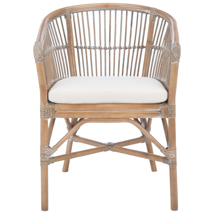 Coastal Rattan Accent Chair with Cushion 22.6" W X 24" L 30.7" H White Solid - Diamond Home USA