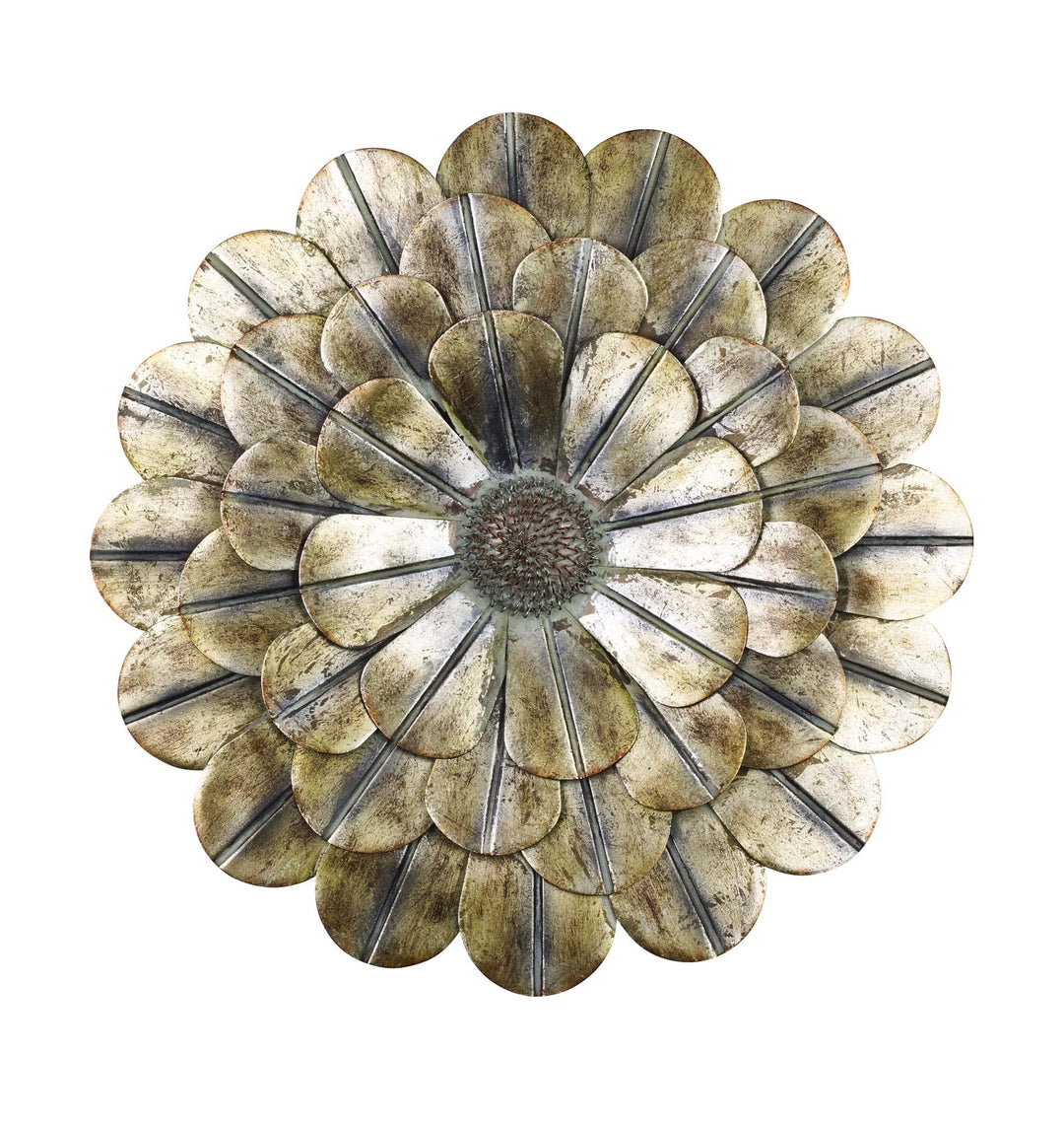 Southern Patio Flower Metal Wall Art Indoor or Outdoor Décor with Copper