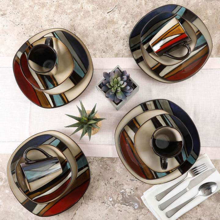 Gibson Elite Althea 16 Piece Reactive Glaze Dinnerware Multicolor - Service - Diamond Home USA