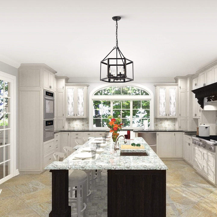 Oil Rubbed Bronze 4-light Hexagon Lantern Cage Chandelier Farmhouse Metal - Diamond Home USA