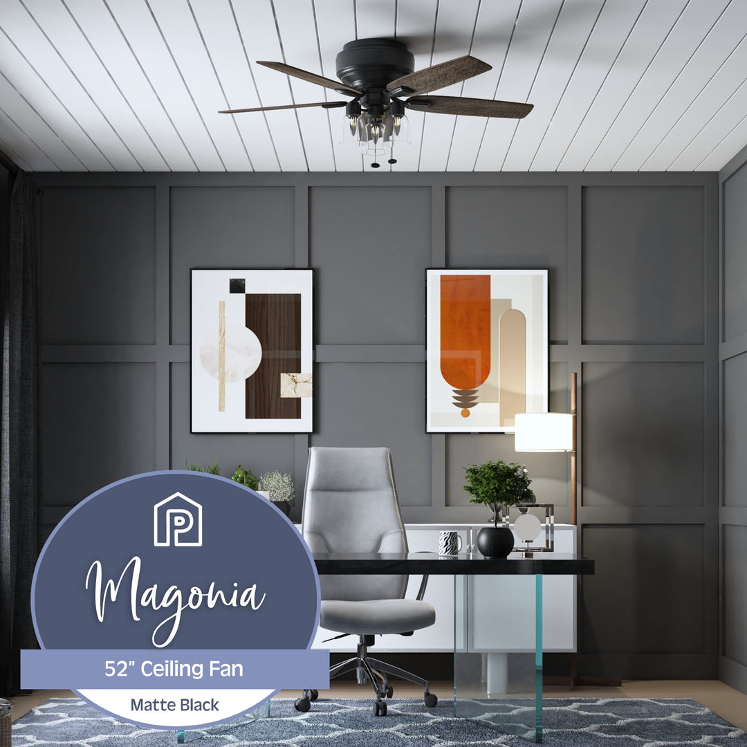 Prominence Home Magonia 52 inch Farmhouse Style Flush Mount LED Ceiling Fan with - Diamond Home USA