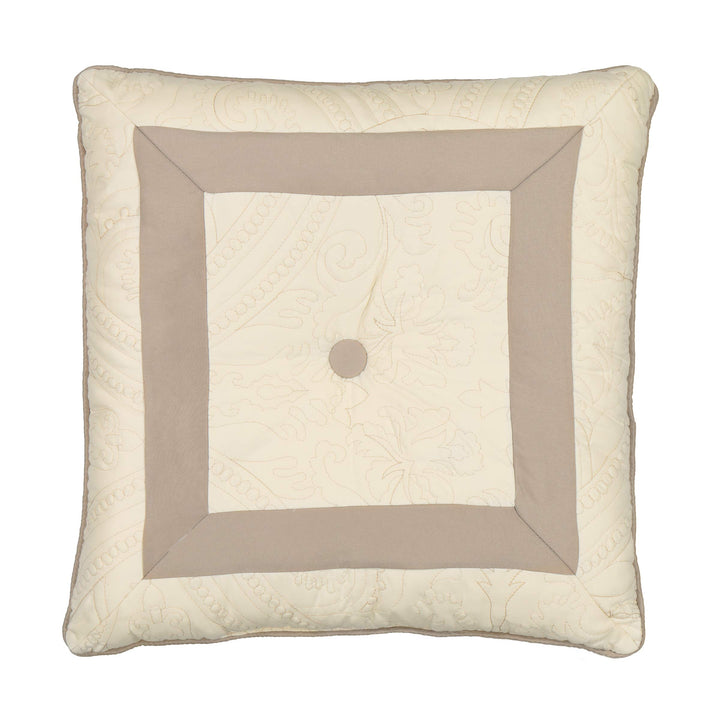 Vue Bensonhurst Modern Bordered Square Decorative Throw Pillow 18" x 18" Ivory