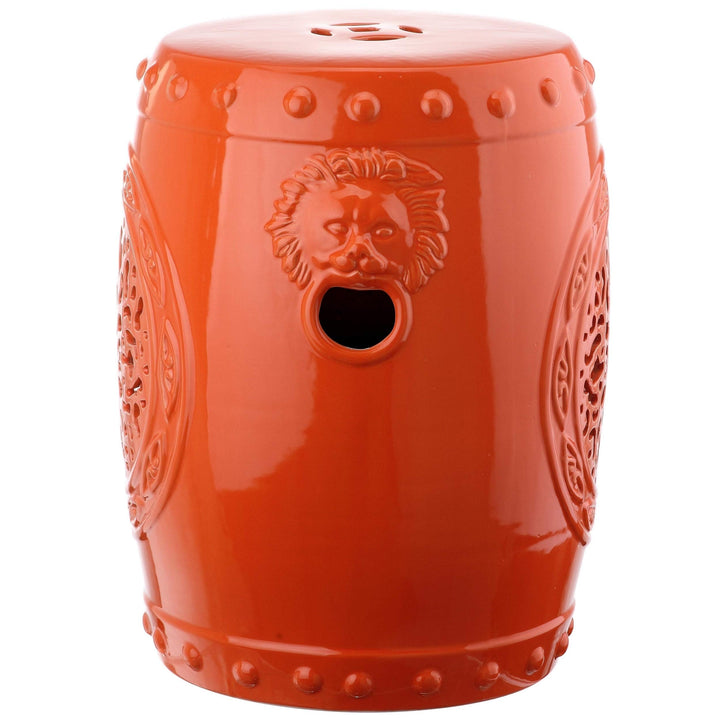 Flower Drum Orange Garden Stool Ceramic - Diamond Home USA