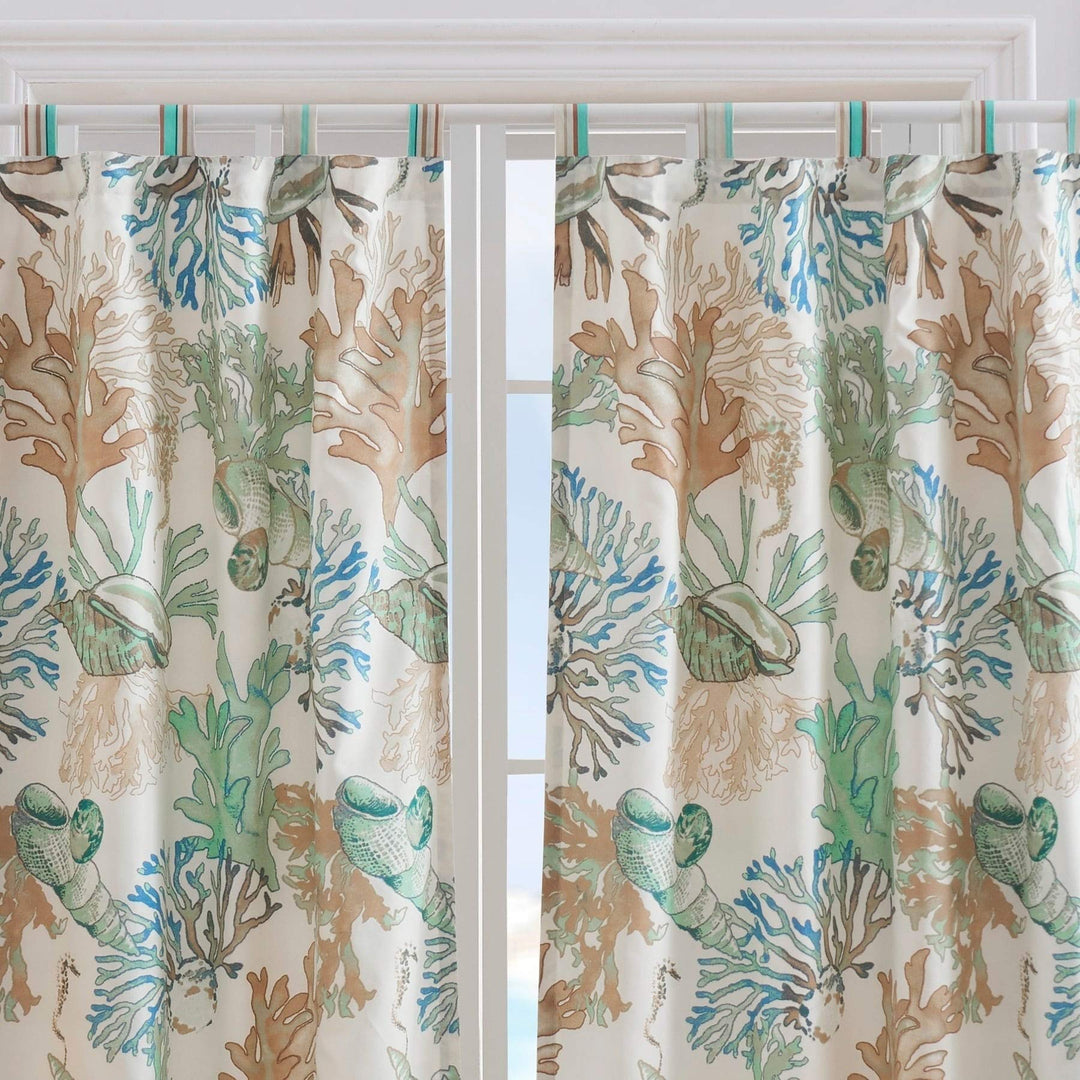 Green Coastal Curtain Panel Set (Set of 2) - 42" w X 84" l Brown Cream - Diamond Home USA