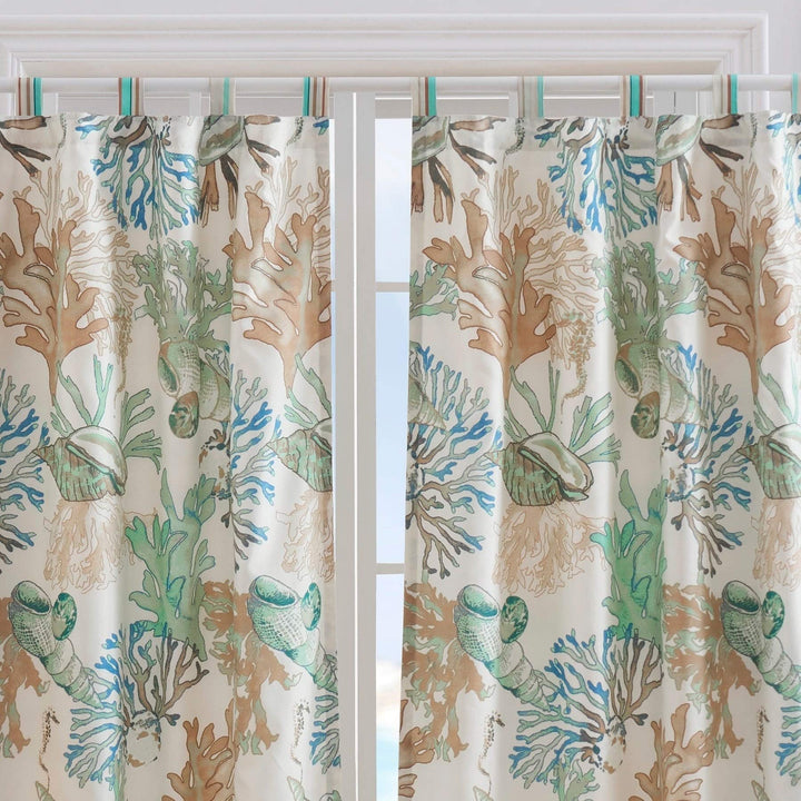 Green Coastal Curtain Panel Set (Set of 2) - 42" w X 84" l Brown Cream - Diamond Home USA