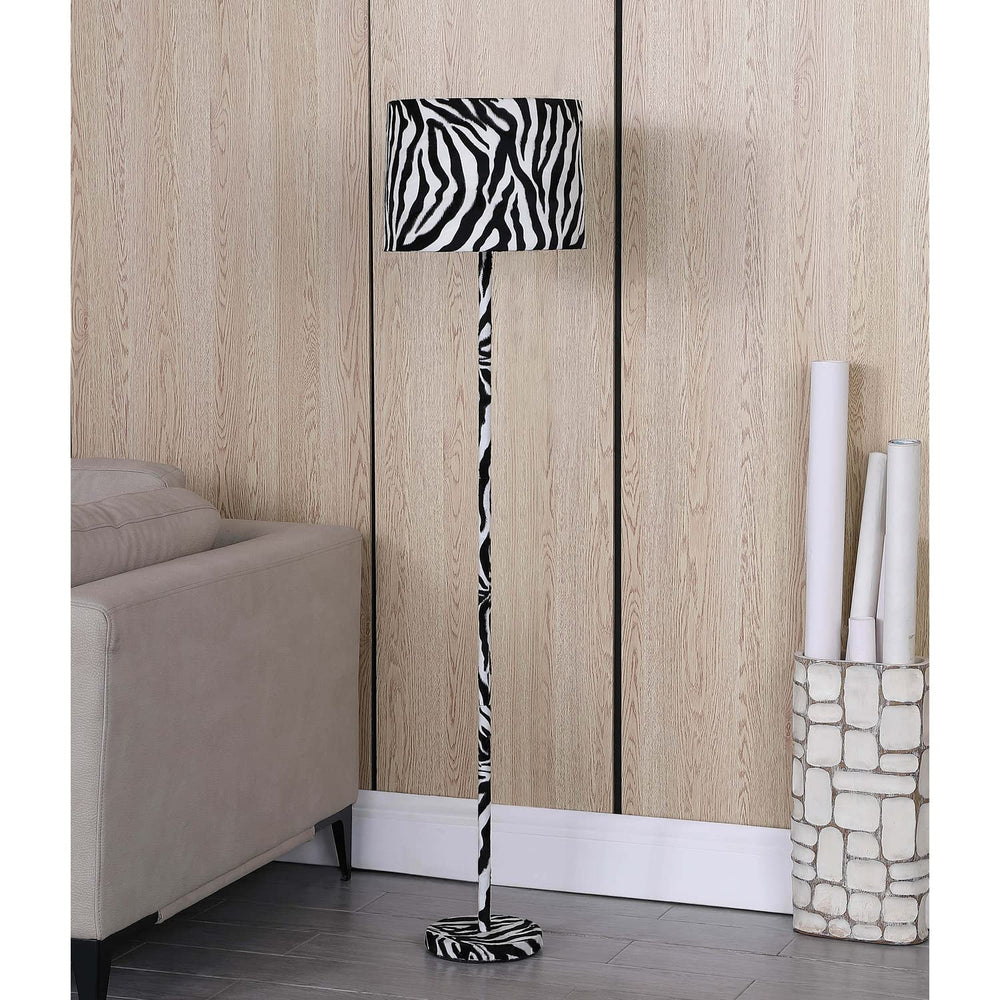 ORE International 59" Faux Suede Zebra Print Floor Lamp - Diamond Home USA