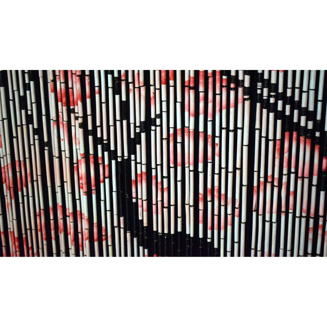 Handmade Cherry Blossom Bamboo Beaded Curtain Off/White Nature Bohemian Eclectic - Diamond Home USA