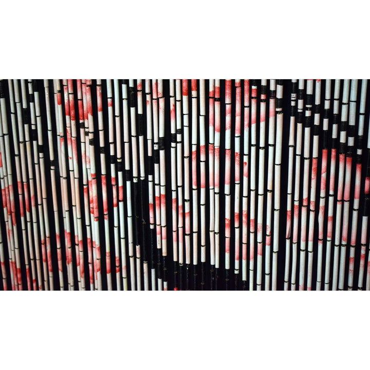 Handmade Cherry Blossom Bamboo Beaded Curtain Off/White Nature Bohemian Eclectic - Diamond Home USA