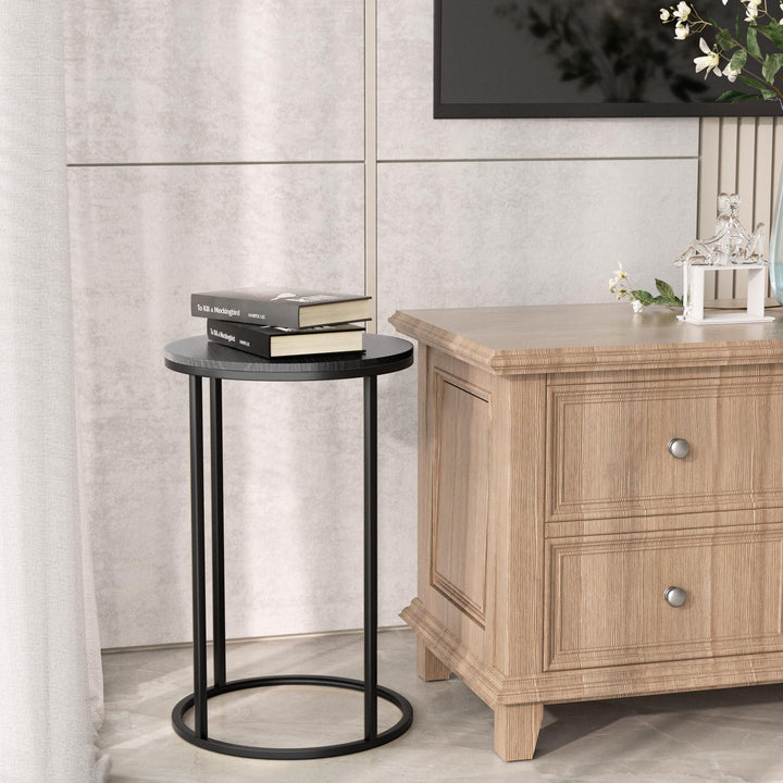 Nathaniel Home 23.5" H C-Shaped Round Sofa Side Elegant Modern-Glam End Snack - Diamond Home USA