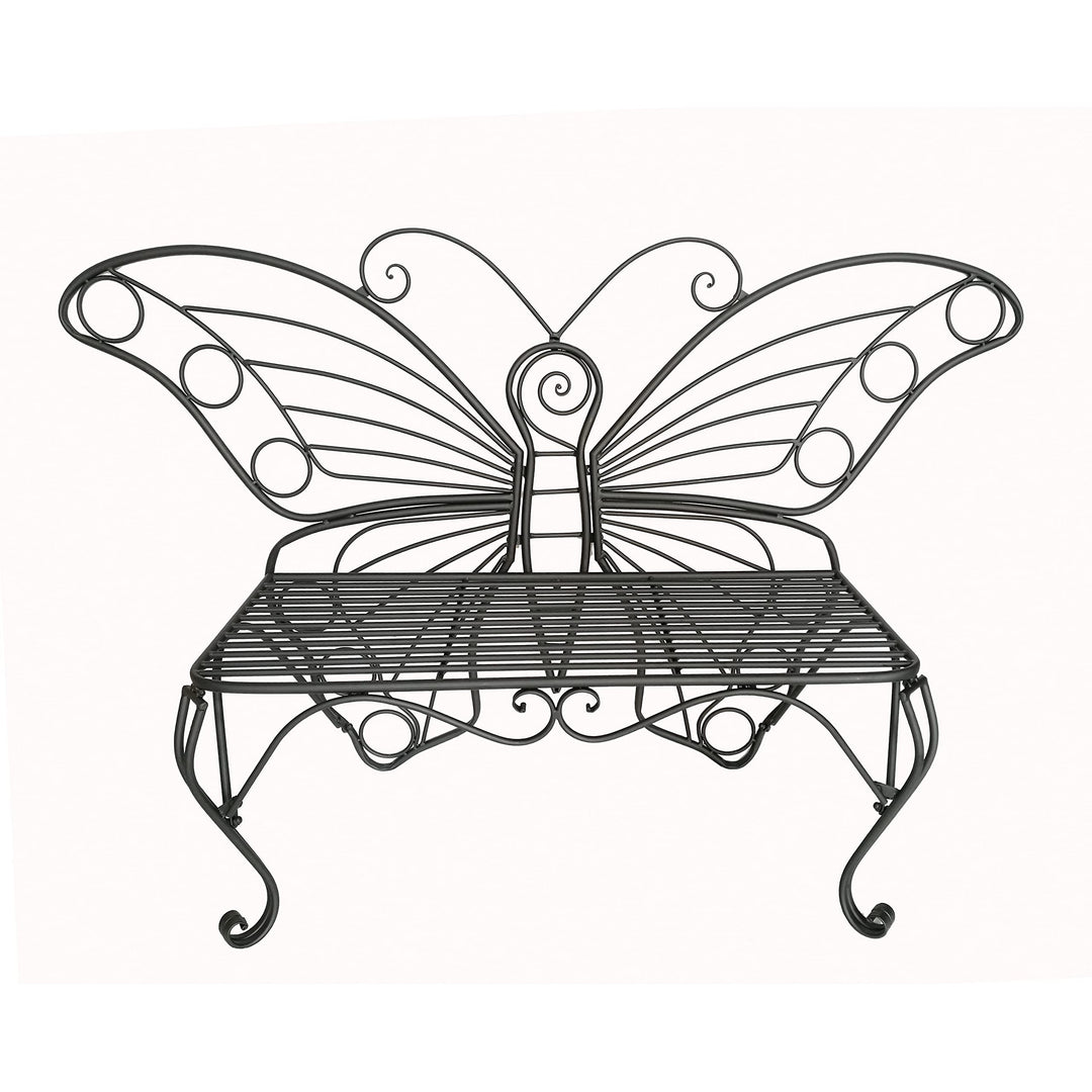 Antique Black Metal Butterfly Bench - Diamond Home USA