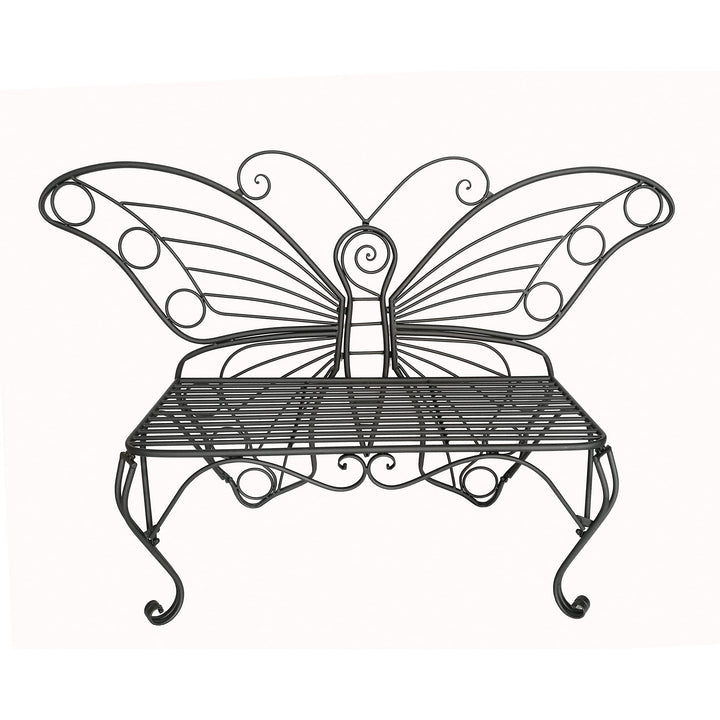 Antique Black Metal Butterfly Bench - Diamond Home USA