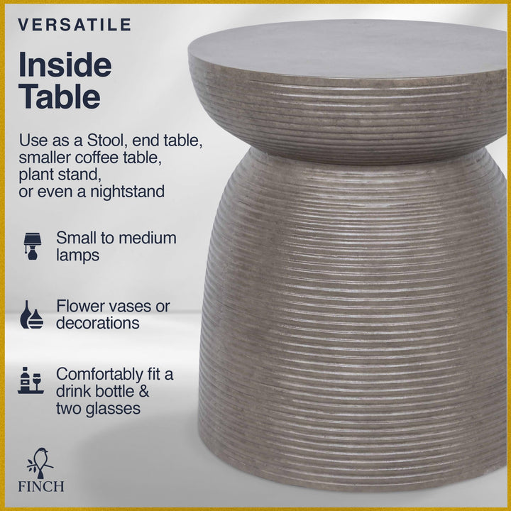 Finch Clayton Cement Pedestal Side Indoor/Outdoor End Plant Stand Stool and - Diamond Home USA