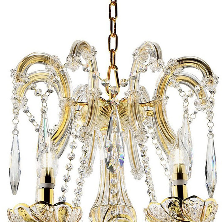 8 Light Metal Chandelier with Crystal Accents Gold Modern Contemporary - Diamond Home USA