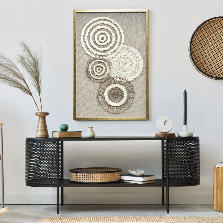 Boho Framed Handmade Paper And Linen Wall Art 23.75" X 35.5" Brown Bohemian - Diamond Home USA