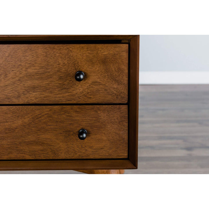 Large Wood 2 Drawer Nightstand in Acorn (Brown) Brown Mid-Century Modern - Diamond Home USA