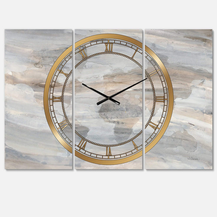 Desgn Art Desgnart 'Msty World Map' Glam 3 Panels Overszed Wall Clock - 36 - Diamond Home USA