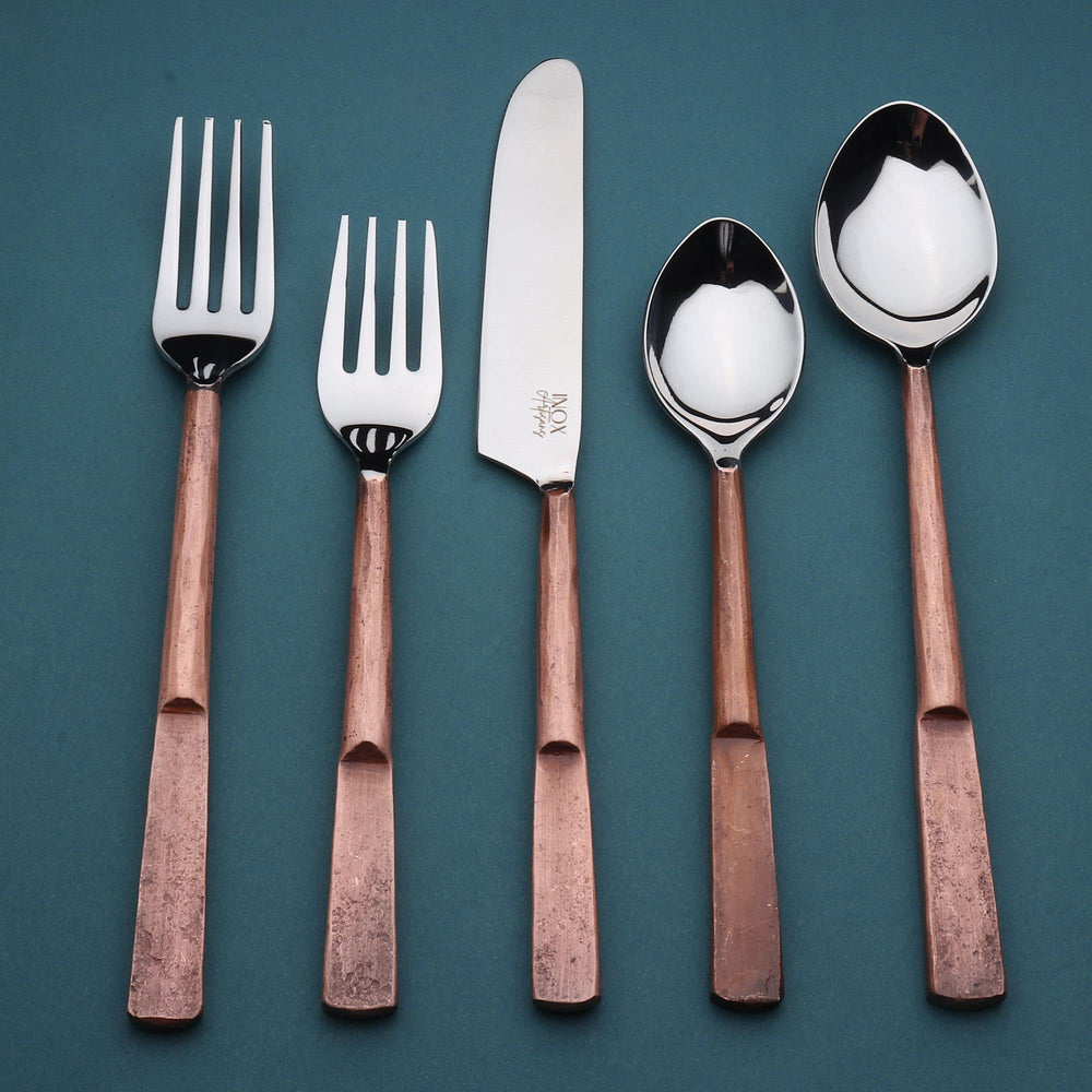 INOX Artisans Celia Copper Antique 20 Piece Flatware Set - Diamond Home USA