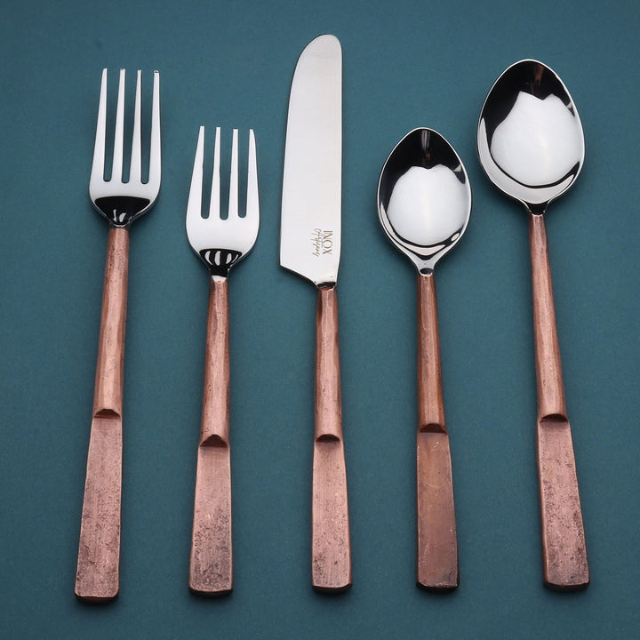 INOX Artisans Celia Copper Antique 20 Piece Flatware Set - Diamond Home USA