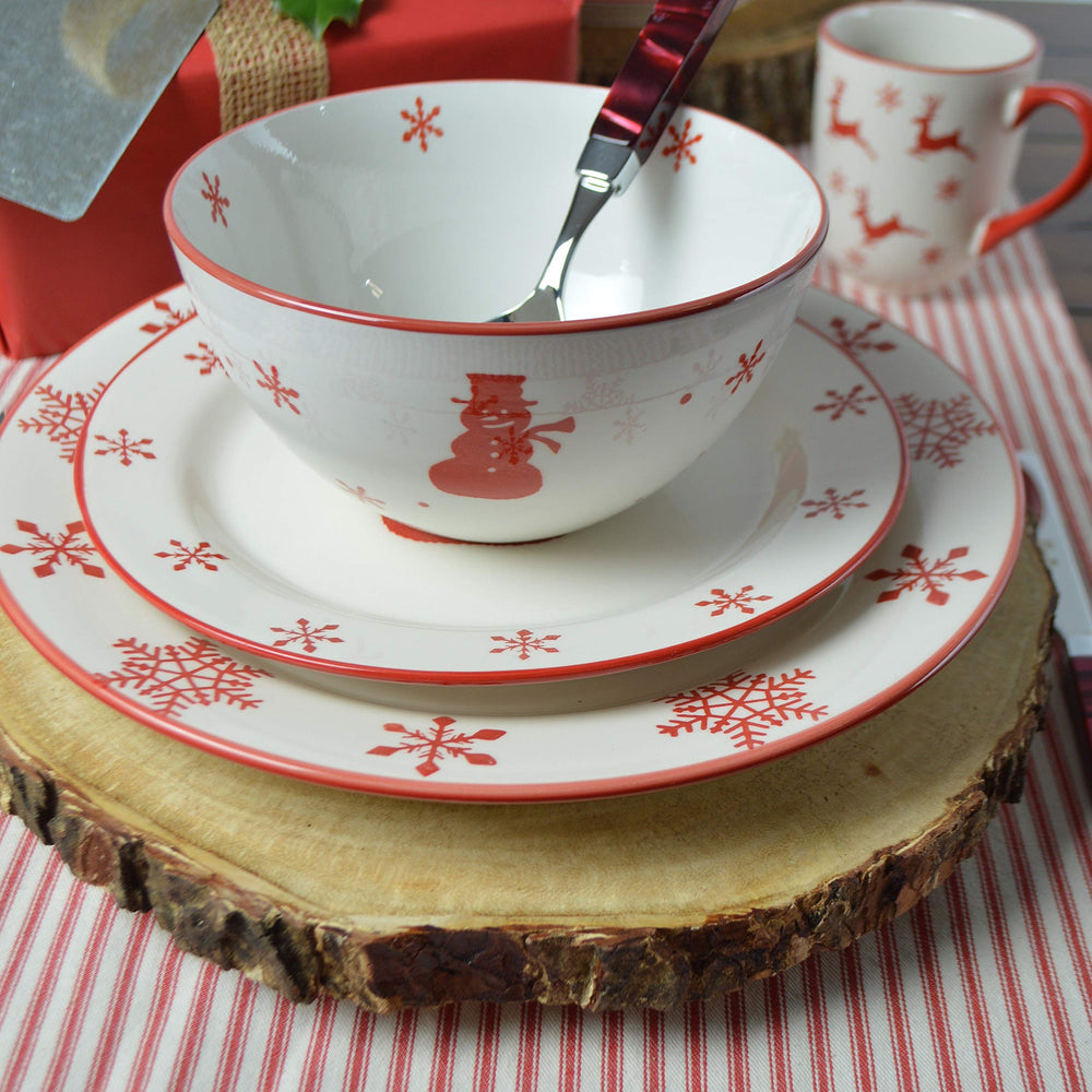 Euro Winterfest Stoneware 16 Piece Dinnerware Set (Service for 4) Multi Color - Diamond Home USA