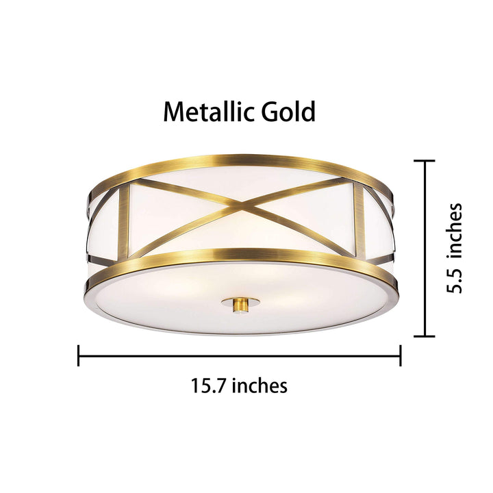 The Lighting Store Blanca Metallic Goldtone Metal 'X' Frame Glass Drum Shade - Diamond Home USA