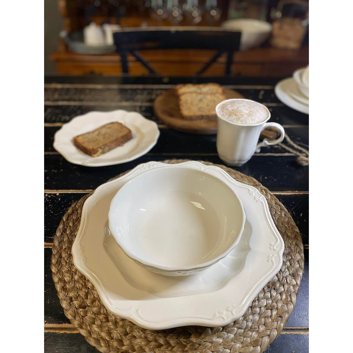 Country Estate 16pc Set With Coupe Bowls Off/White Textured Casual Round