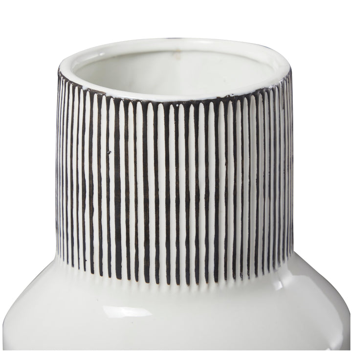 White Ceramic Vase Stoneware - Diamond Home USA