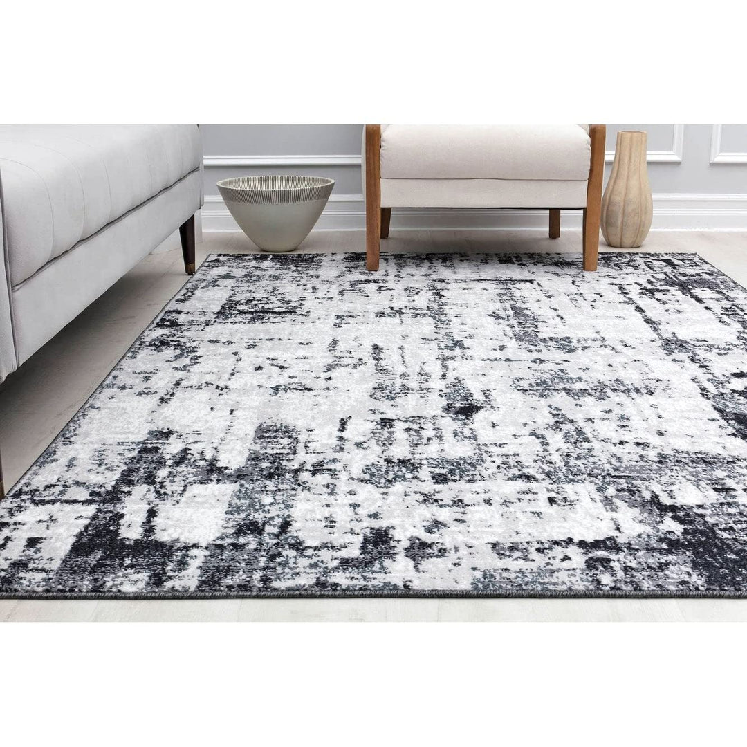 Rugs America Amabella IV40A Black Horizon Abstract Vintage Area Rug 8'x10' - Diamond Home USA