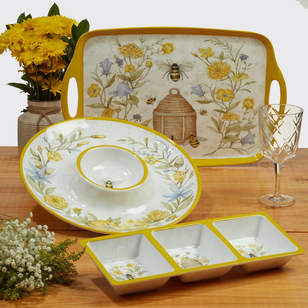 Bee Sweet 12-piece Dinnerware Set Service For 4 Multi Color Off/White Yellow - Diamond Home USA