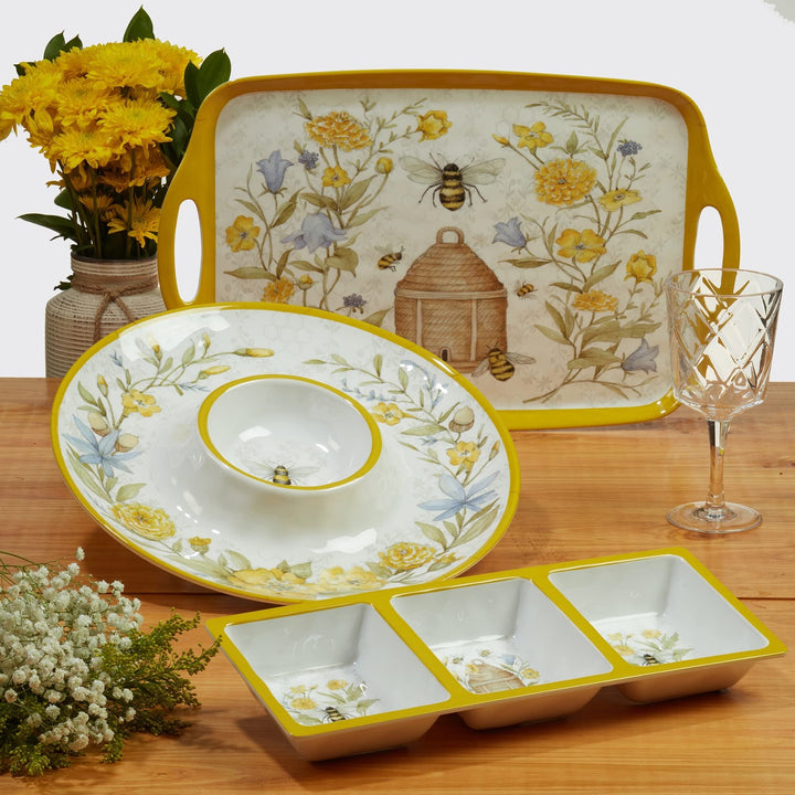 Bee Sweet 12-piece Dinnerware Set Service For 4 Multi Color Off/White Yellow - Diamond Home USA