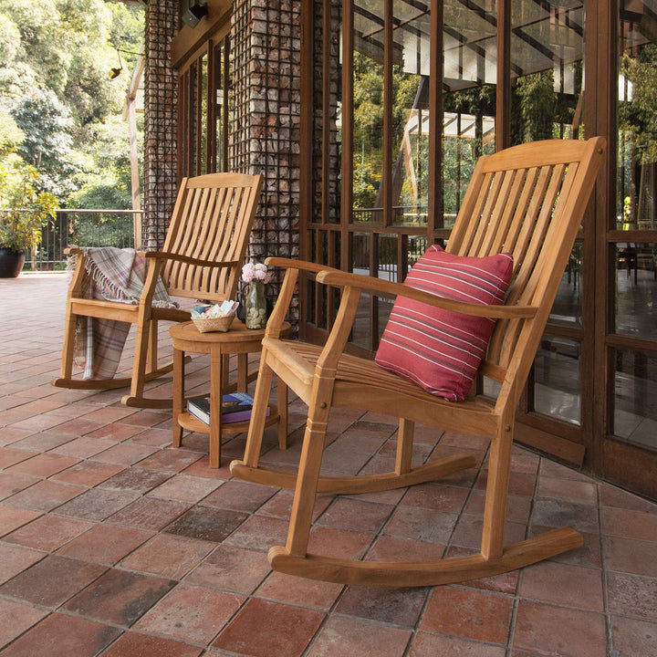 Cambridge Casual Arie Patio Porch Rocking Chair for Outdoor Single Plantation Teak - Diamond Home USA