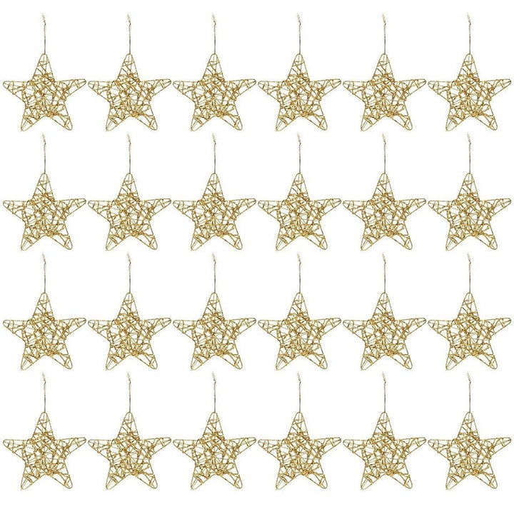 24 Pcs Christmas Tree Ornaments Gold Star Winter Decorations 6"x1"x5.7"