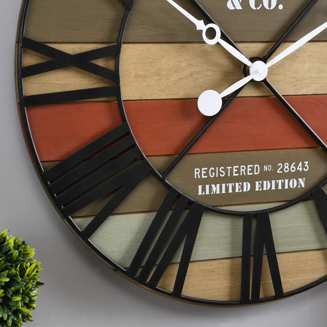FirsTime & Co.® Colorful Maritime Farmhouse Planks Clock American Crafted - Diamond Home USA