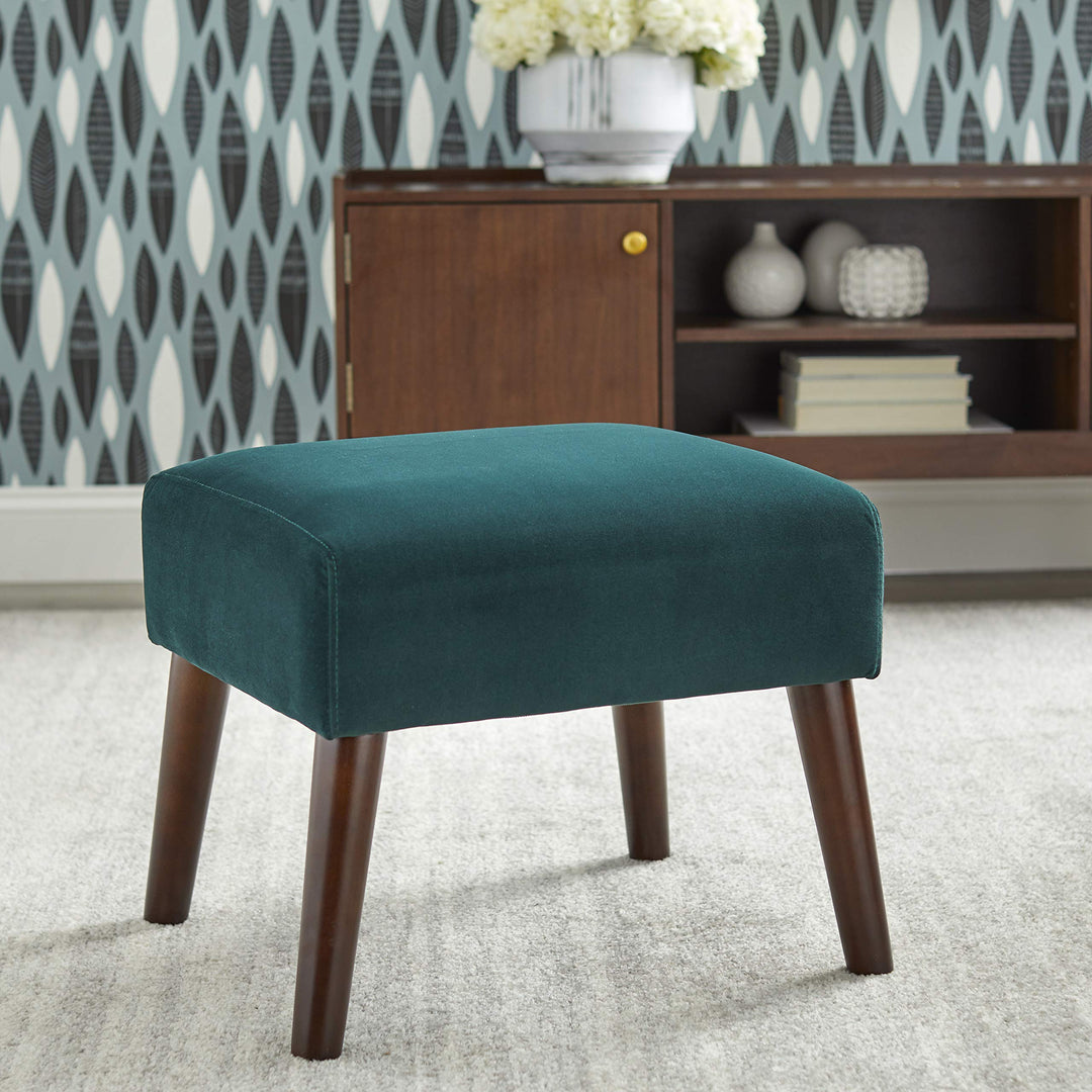 Angelo HOME Jane Mid Century Modern Upholstered Living Room Ottoman 17.3" Emerald Green - Diamond Home USA