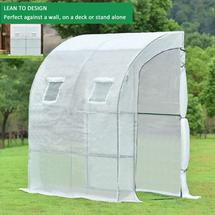 Aoodor Walk-in Lean to Wall Greenhouse 6.7ft. x 3.3ft. x 7.2ft. Water - Diamond Home USA