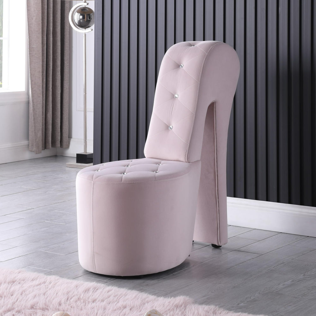 Best Master Furniture High Heel Faux Leather Shoe Chair with Crystal Studs