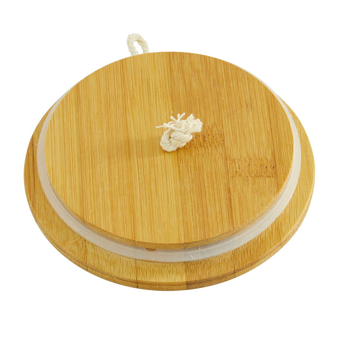 White Textured Stoneware Canister with Wood Lid and Beaded Handle Set of 3 6.75" - Diamond Home USA