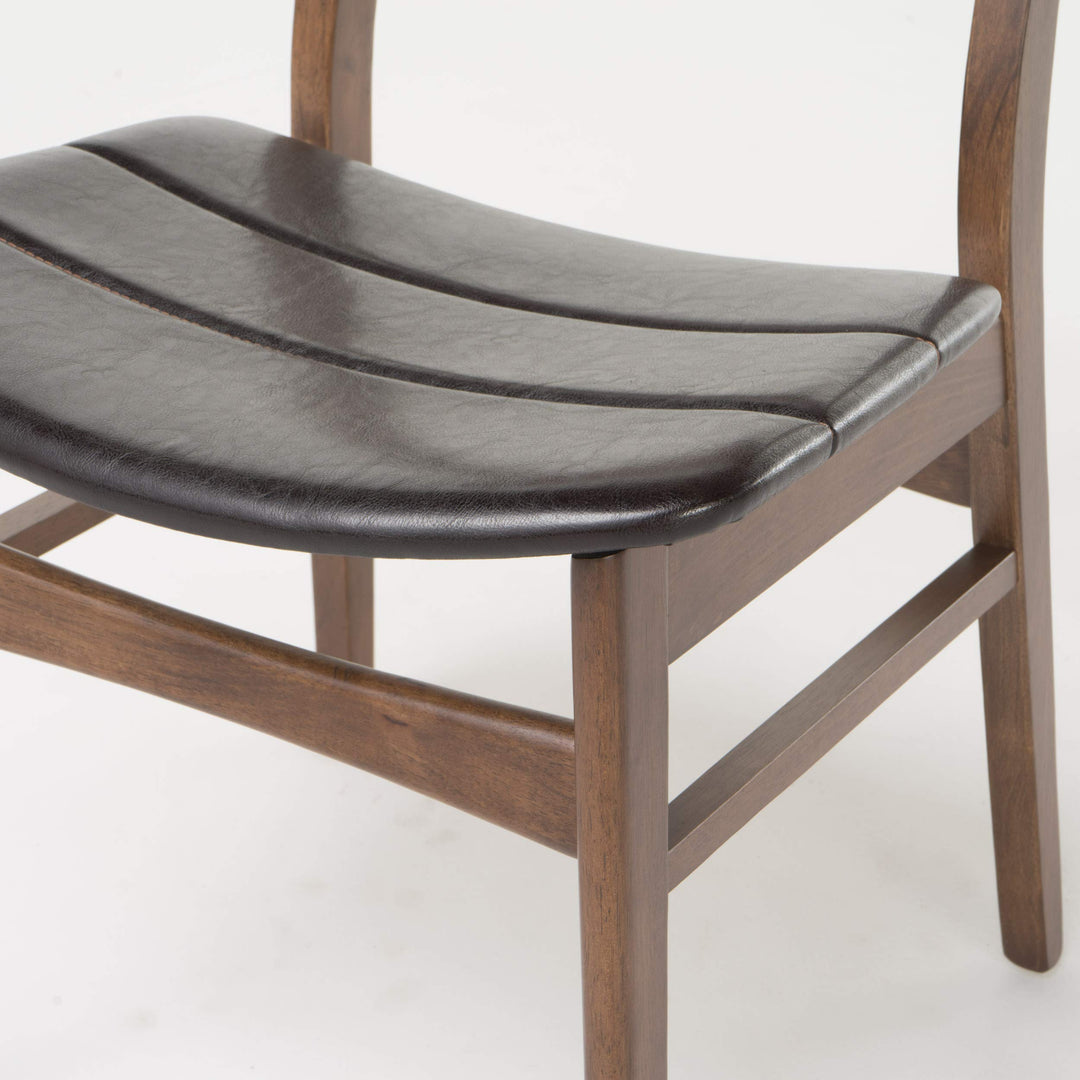 Christopher Knight Home Anise Leather / Walnut Dining Chairs 2-Pcs Set Dark - Diamond Home USA