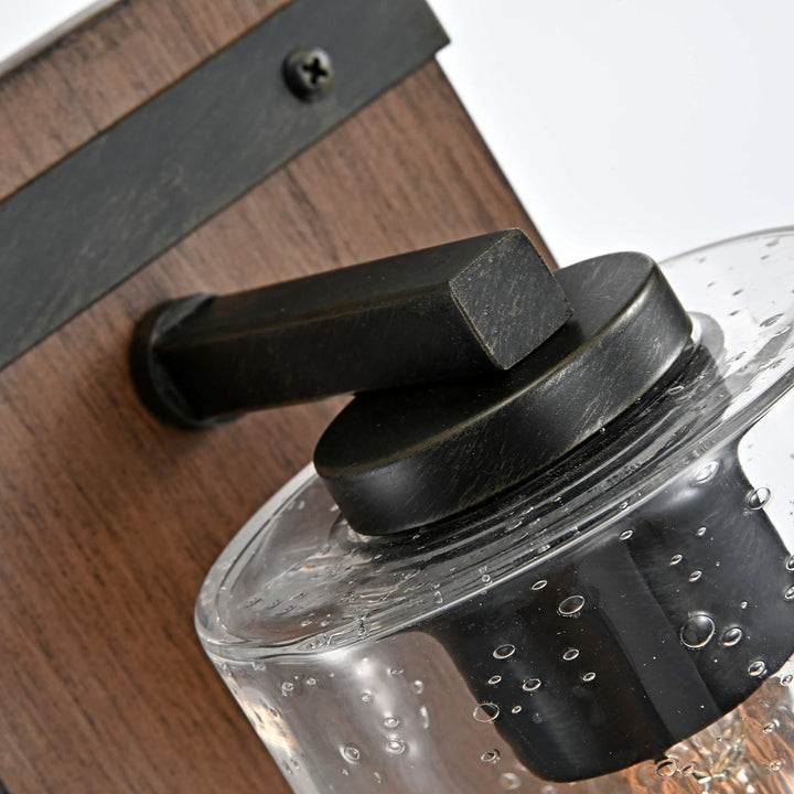 The Lighting Store Anastasia Antique Black Metal and Natural Wood Base Glass - Diamond Home USA