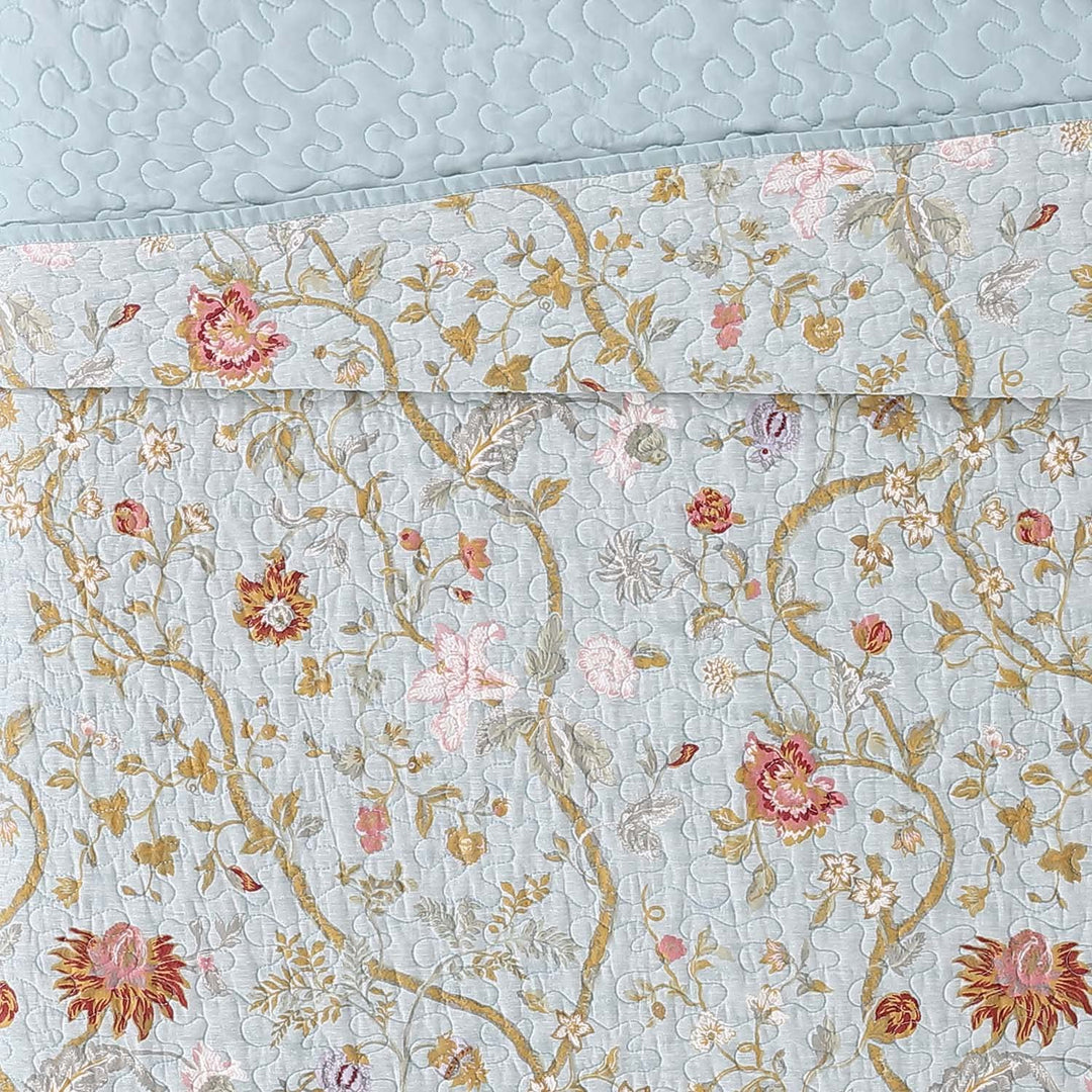 Style 212 - King Quilt and Sham Set - Classic Floral Scroll Print - Bedford - Diamond Home USA