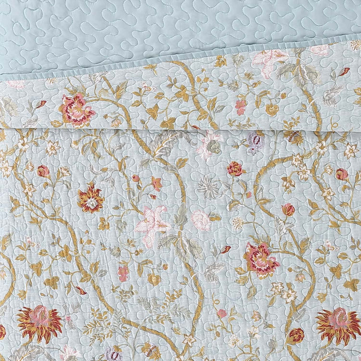 Style 212 - King Quilt and Sham Set - Classic Floral Scroll Print - Bedford - Diamond Home USA