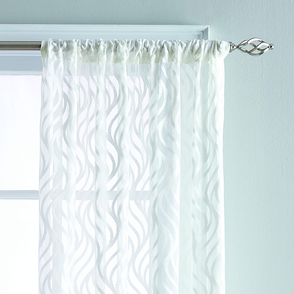 CHF 1Z41220AWT Lyric Curtain Panel 95" White - Diamond Home USA