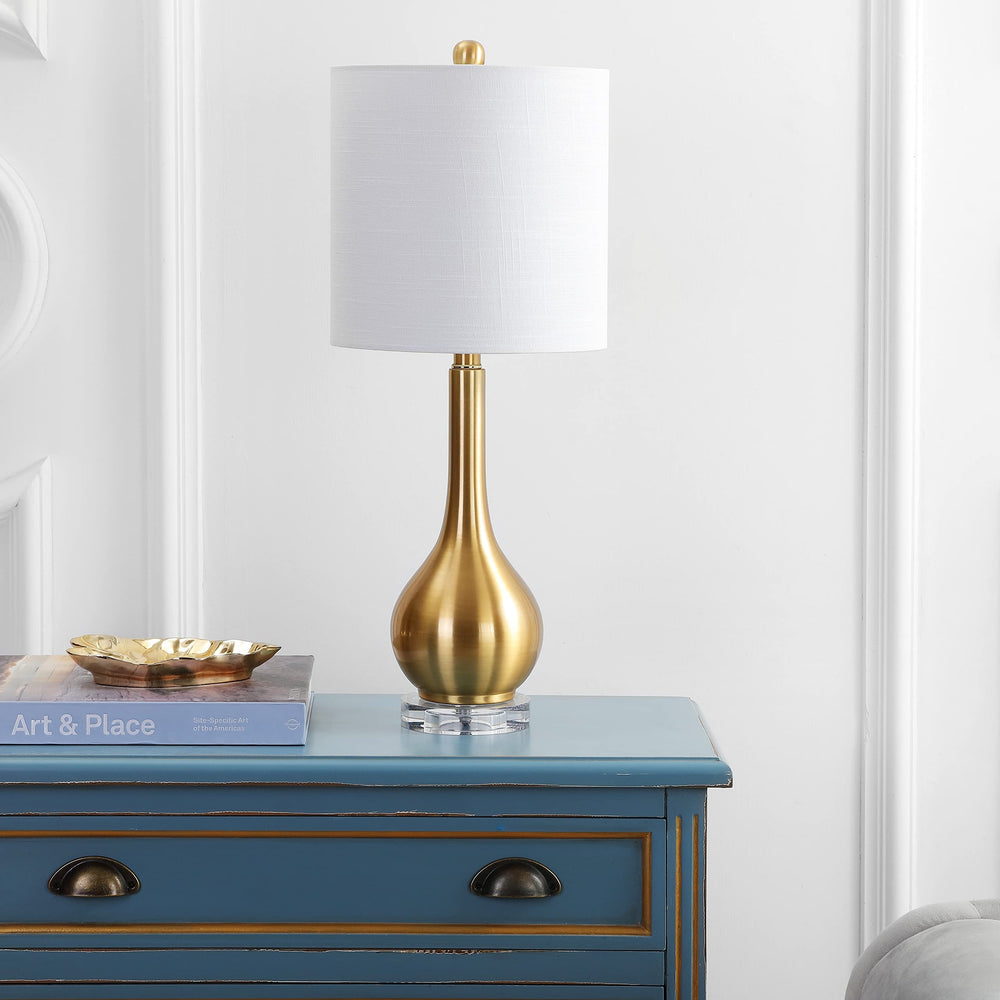 25" Metal/Crystal Teardrop Led Table Lamp Brass Yellow Glam Traditional - Diamond Home USA