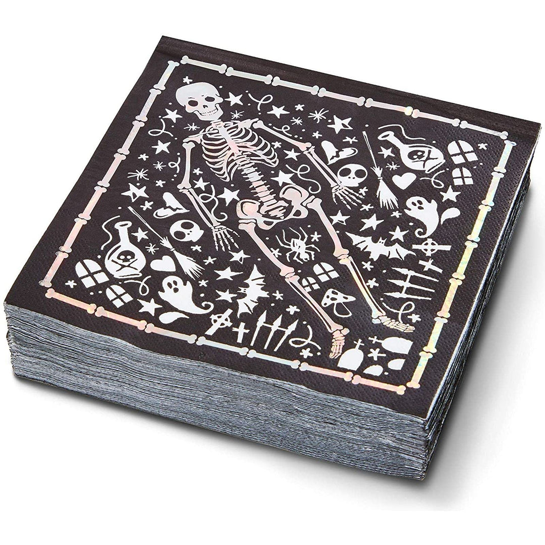 Spooky Central Skeleton Coffin Halloween Napkins (6.5 In 50 Pack) - Diamond Home USA
