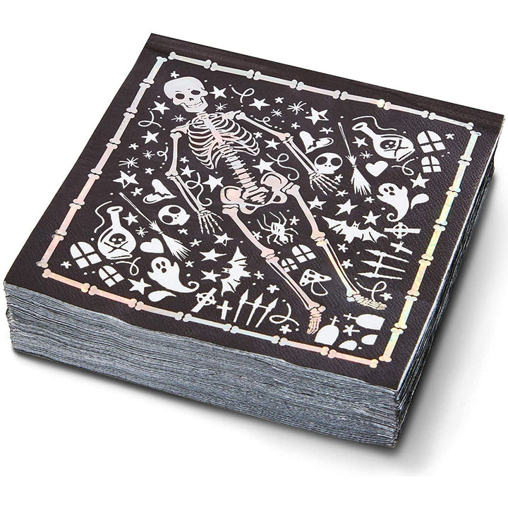 Spooky Central Skeleton Coffin Halloween Napkins (6.5 In 50 Pack) - Diamond Home USA