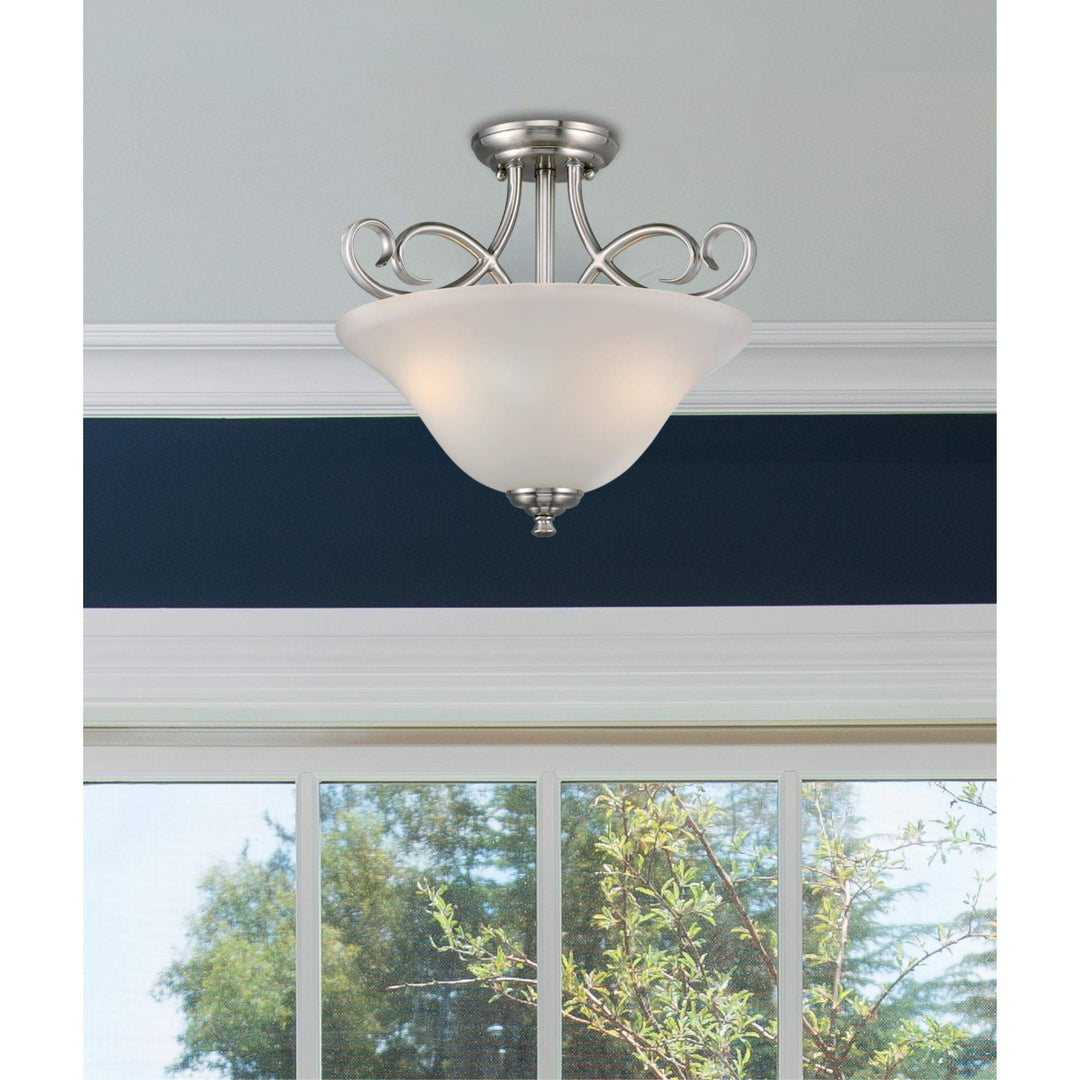 Westinghouse 6573800 Dunmore 15-Inch Two-Light Indoor Semi-lush Mount Ceiling Brushed Nickel - Diamond Home USA