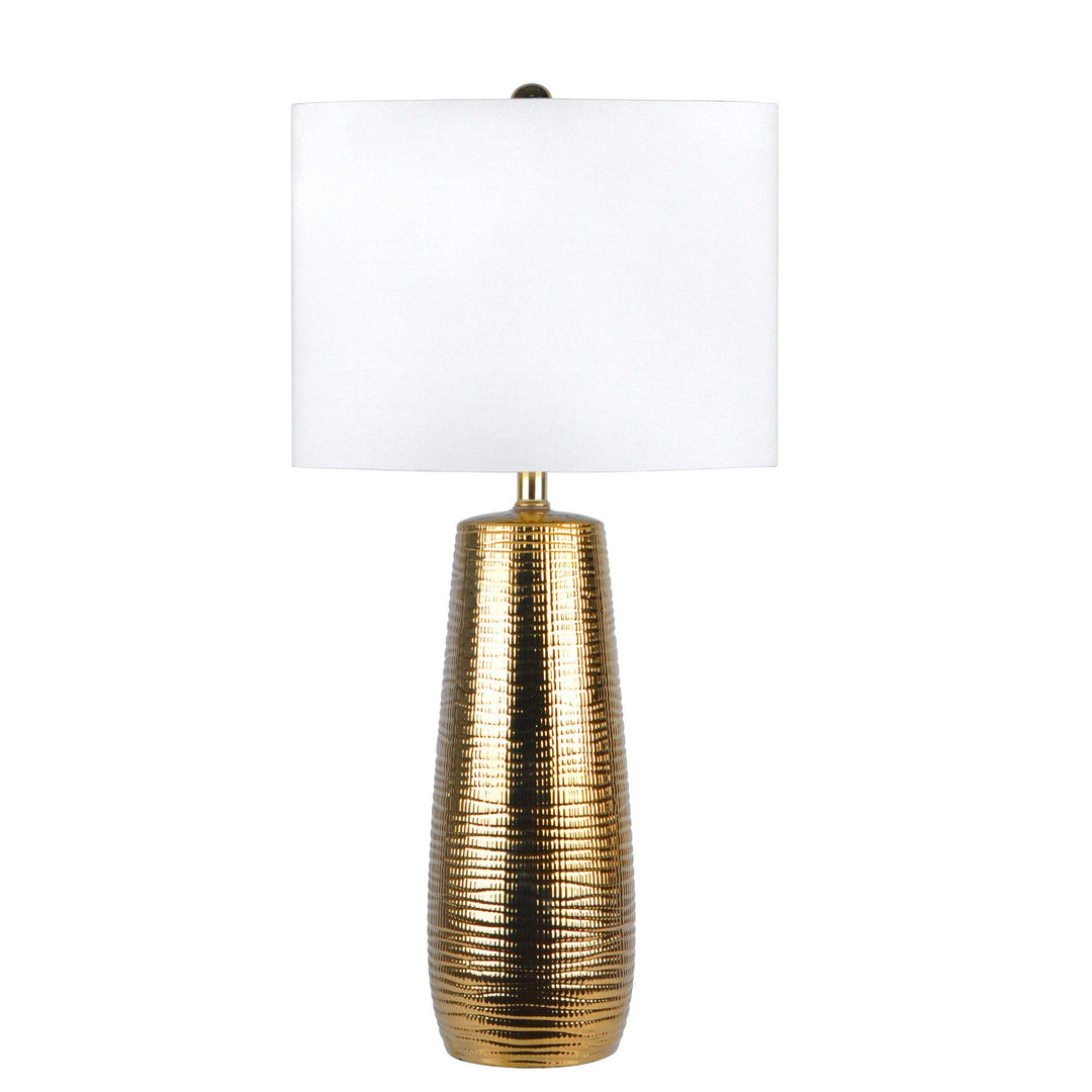 26'' Ceramic Linen Shade Golden able Lamp Gold Mid-Century Modern Shabby Chic - Diamond Home USA
