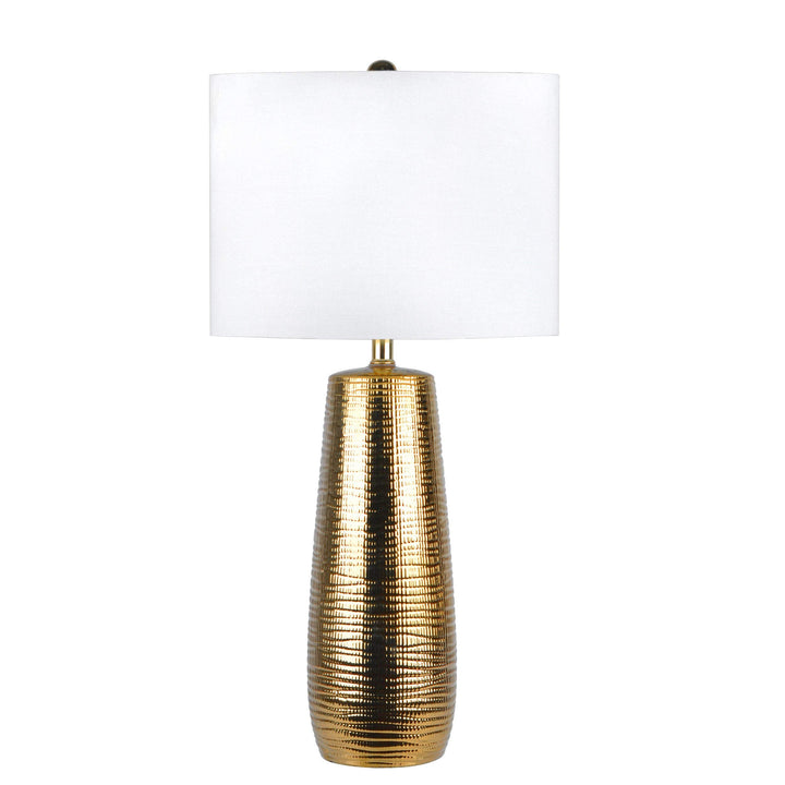 26'' Ceramic Linen Shade Golden able Lamp Gold Mid-Century Modern Shabby Chic - Diamond Home USA