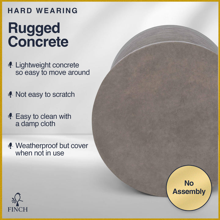 Finch Clayton Cement Pedestal Side Indoor/Outdoor End Plant Stand Stool and - Diamond Home USA