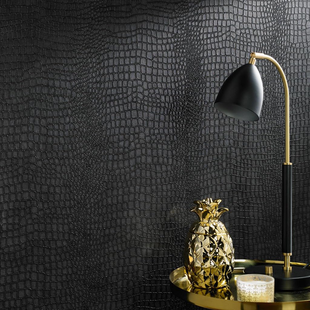 Graham & Brown 32-659 Superfresco Easy Charcoal Black Wallpaper (paste the - Diamond Home USA