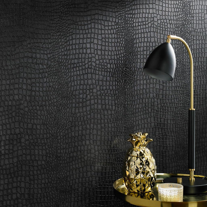 Graham & Brown 32-659 Superfresco Easy Charcoal Black Wallpaper (paste the - Diamond Home USA